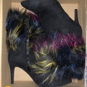 Colorful furry boots